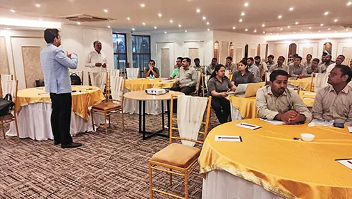 Corporate training session in the banquet hall
